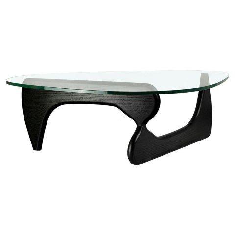 King Home Stolik STABLE BLACK - szkło, podstawa drewniana czarny jesion.