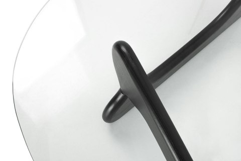 King Home Stolik STABLE BLACK - szkło, podstawa drewniana czarny jesion.