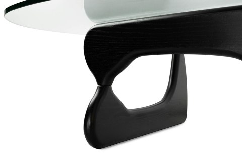 King Home Stolik STABLE BLACK - szkło, podstawa drewniana czarny jesion.