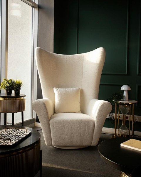 MaMaison fotel obrotowy GROSDOS biały / chenille