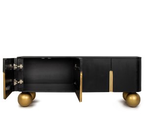 MaMaison szafka RTV ORGANIC czarna / złota / drewno