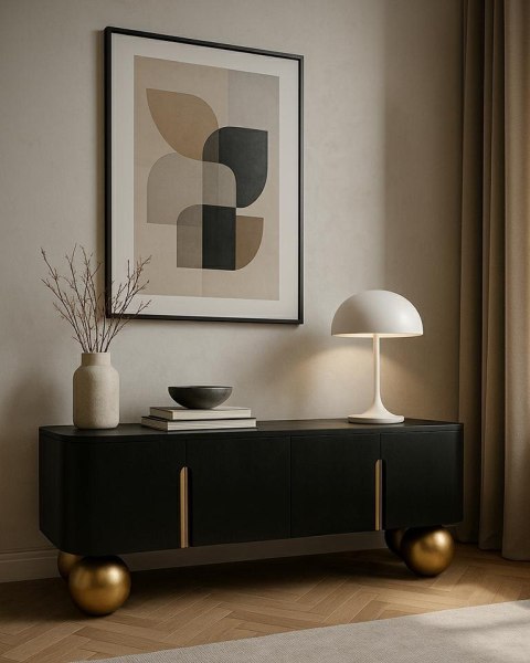 MaMaison MaMaison szafka RTV ORGANIC 141 czarna / złota / drewno