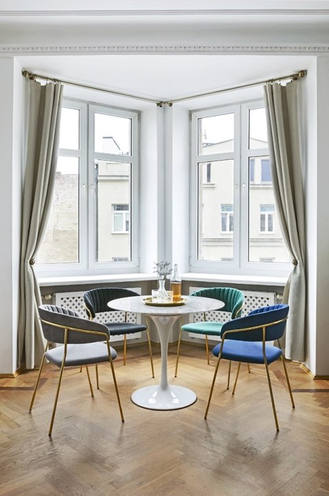 Stół TULIP MARBLE 90 CARRARA biały - marmur, metal