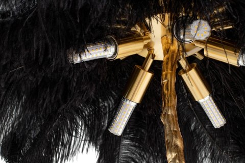 Moosee MOOSEE lampa podłogowa TIFFANY 175 czarna mosiądz / naturalne pióra