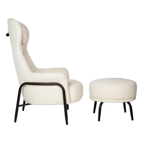 Fotel TEDDY GRAND z podnóżkiem beżowy - stal