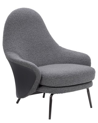 Fotel LOBBY TEDDY szary - stal, opal