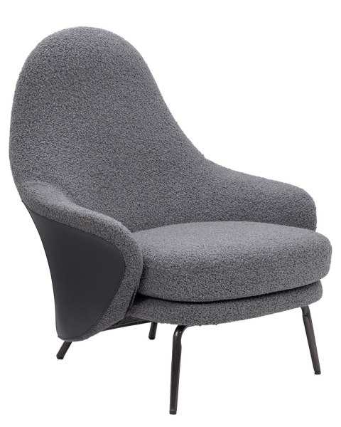 Fotel LOBBY TEDDY szary - stal, opal