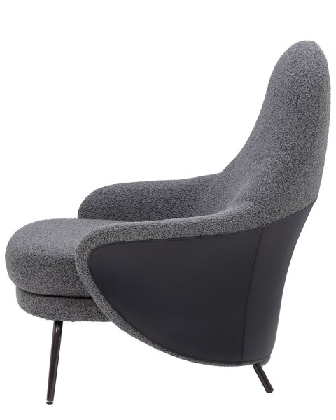 Fotel LOBBY TEDDY szary - stal, opal