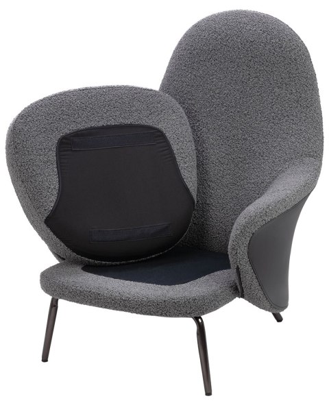 Fotel LOBBY TEDDY szary - stal, opal