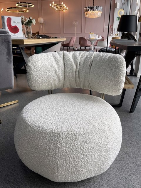 Fotel LOW TEDDY biały - stal