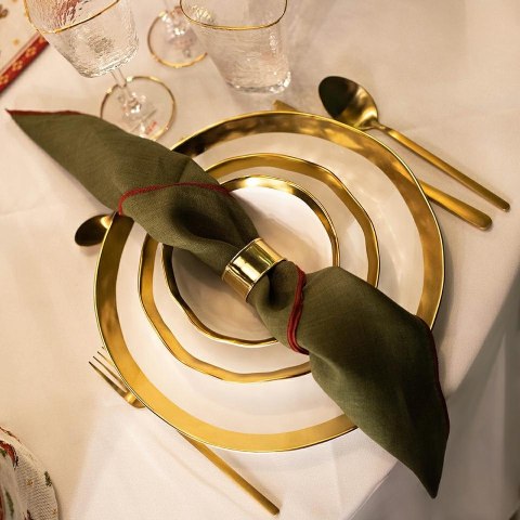 KARE komplet 2 talerzy BELL 38 cm biało-złoty