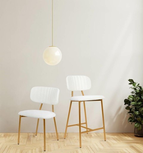 King Home Krzesło barowe FABIOLA BOUCLE białe