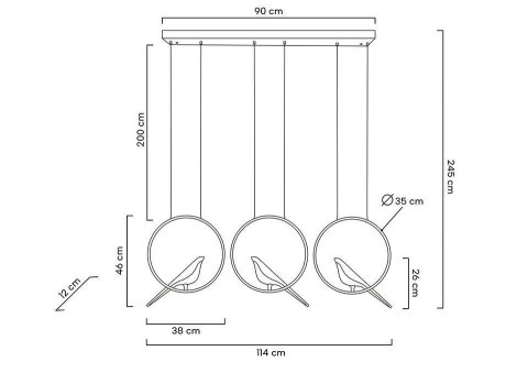 Moosee MOOSEE lampa wisząca BIRD LINE złota