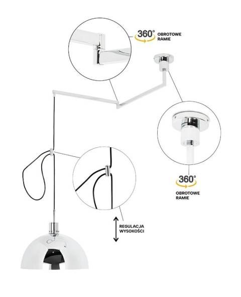 Moosee MOOSEE lampa wisząca ROTA 360 srebrny chrom