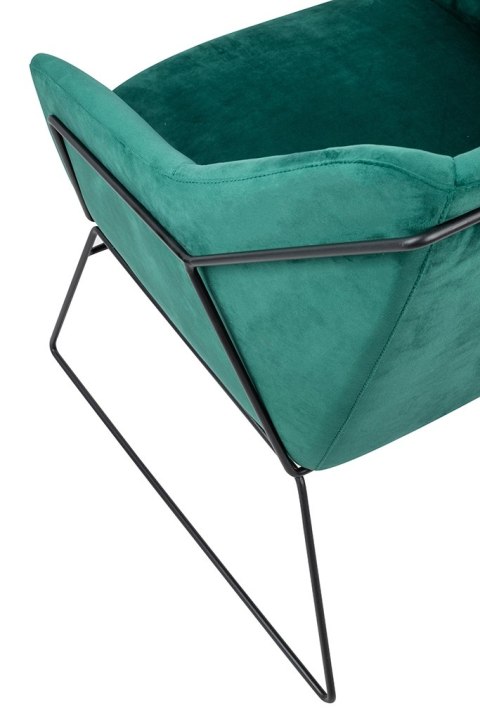King Home Fotel EMMA VELVET ciemny zielony - welur, metal