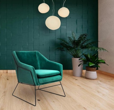 King Home Fotel EMMA VELVET ciemny zielony - welur, metal