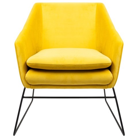 Fotel EMMA VELVET żółty - welur, metal