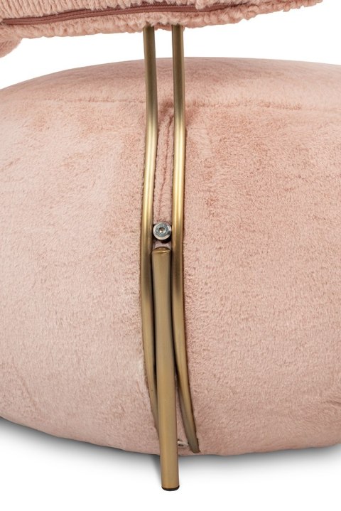 Fotel LOW TEDDY PINK różowy - stal