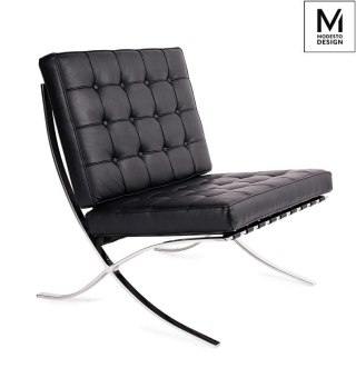 MODESTO fotel BARCELON czarny - ekoskóra, stal polerowana