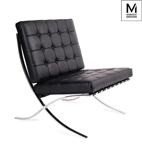 MODESTO fotel BARCELON czarny - ekoskóra, stal polerowana
