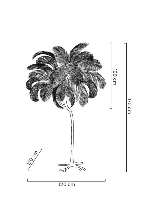 MOOSEE lampa podłogowa TIFFANY 175 biała mosiądz / naturalne pióra