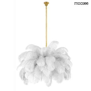 Moosee MOOSEE lampa wisząca TIFFANY 135 biała mosiądz / naturalne pióra