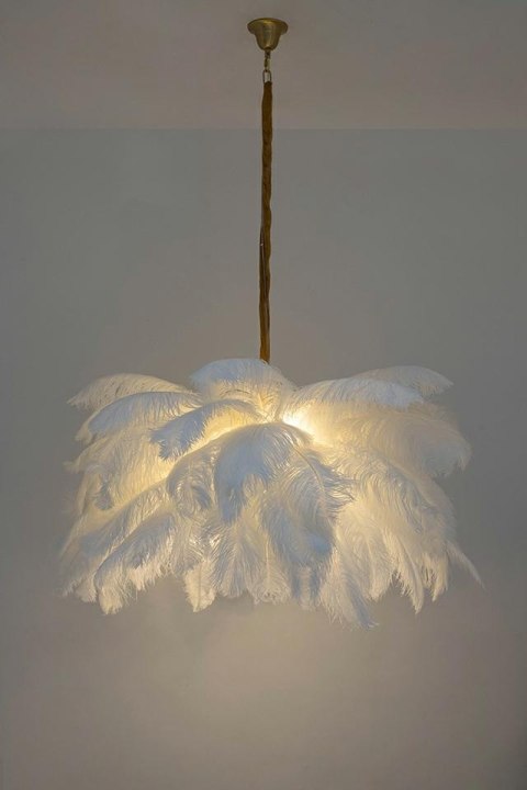 Moosee MOOSEE lampa wisząca TIFFANY 135 biała mosiądz / naturalne pióra