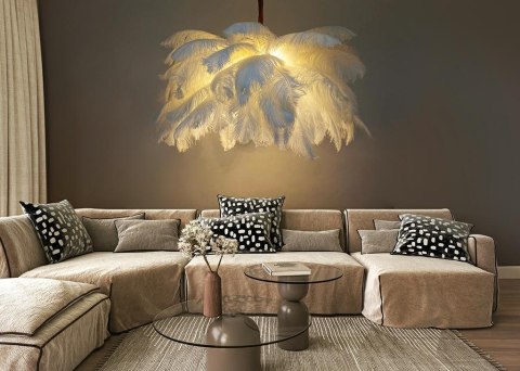 Moosee MOOSEE lampa wisząca TIFFANY 135 biała mosiądz / naturalne pióra