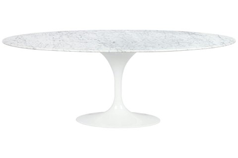 Stół TULIP ELLIPSE MARBLE CARRARA 200 biały - marmur, metal