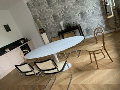 Stół TULIP ELLIPSE MARBLE CARRARA 200 biały - marmur, metal