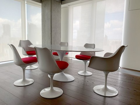 Stół TULIP ELLIPSE MARBLE CARRARA 200 biały - marmur, metal