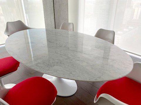 Stół TULIP ELLIPSE MARBLE CARRARA 200 biały - marmur, metal