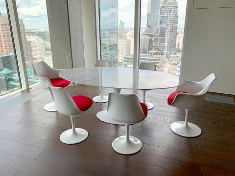 Stół TULIP ELLIPSE MARBLE CARRARA 200 biały - marmur, metal