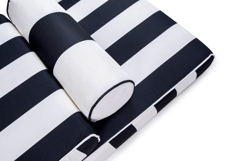 King Home Zestaw ogrodowy AZURE leżak z materacem i poduszką biało-czarny