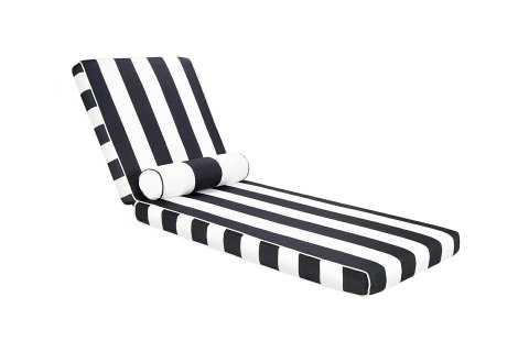 King Home Zestaw ogrodowy AZURE leżak z materacem i poduszką biało-czarny