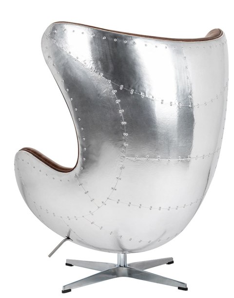 Fotel EGG AVIATOR PU brązowy - ekoskóra, metal