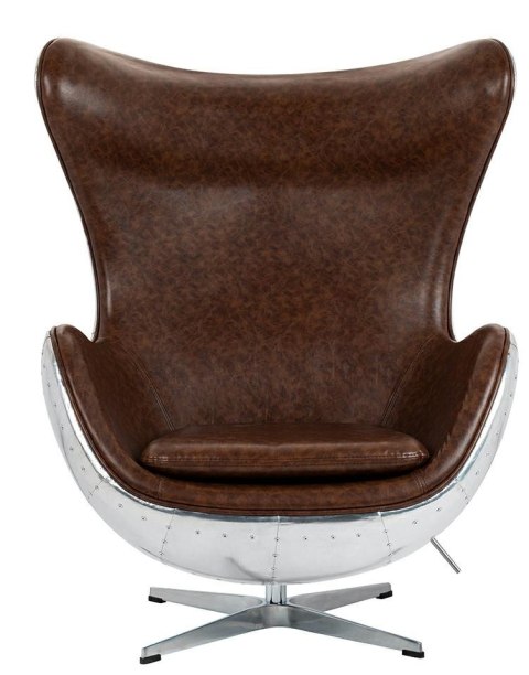Fotel EGG AVIATOR PU brązowy - ekoskóra, metal