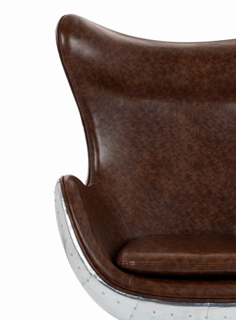 Fotel EGG AVIATOR PU brązowy - ekoskóra, metal