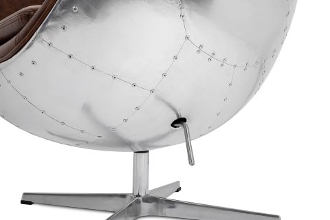 Fotel EGG AVIATOR PU brązowy - ekoskóra, metal
