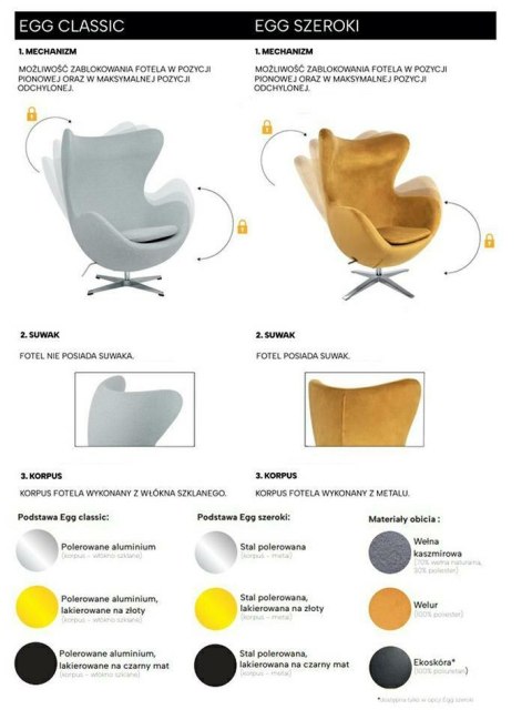 Fotel EGG AVIATOR PU brązowy - ekoskóra, metal