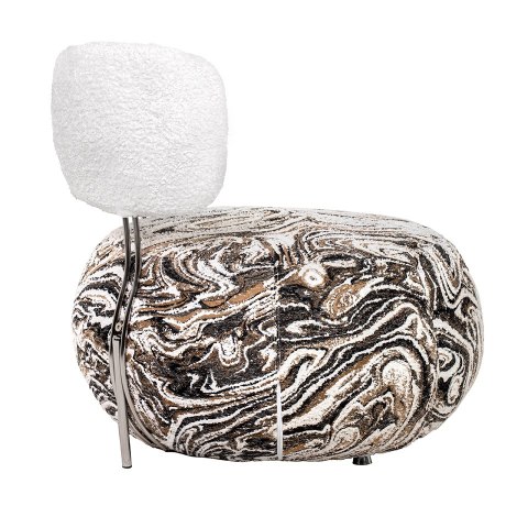 Fotel LOW TEDDY beżowy melanż - stal