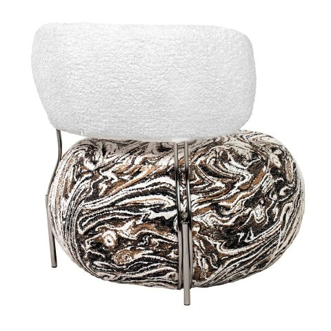 Fotel LOW TEDDY beżowy melanż - stal