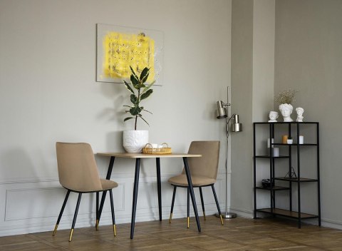 Krzesło DIEGO khaki / beżowe - welur, podstawa czarno złota