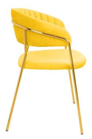 Krzesło MARGO żółte - welur, podstawa złota