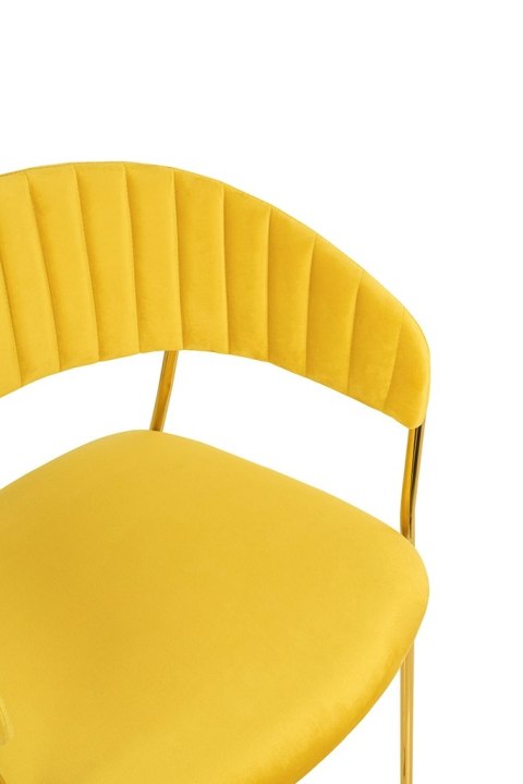 King Home Krzesło MARGO żółte - welur, podstawa złota