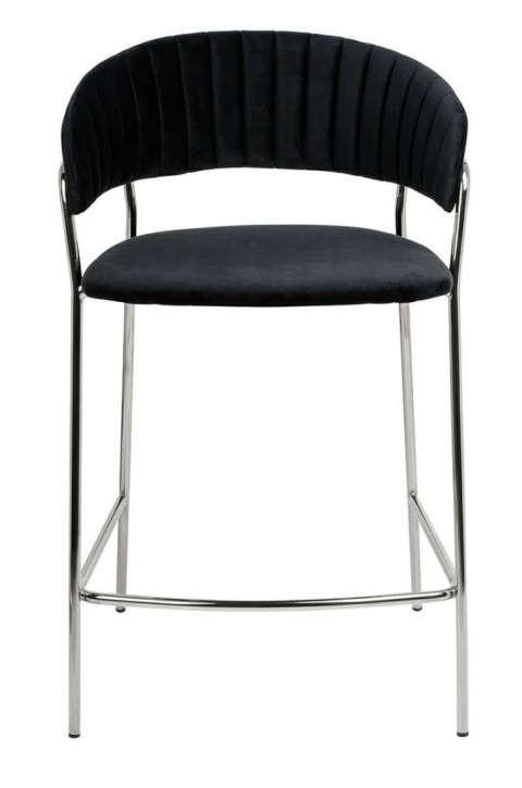 Krzesło barowe MARGO 65 czarny - welur, podstawa chromowana