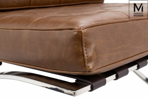 Modesto Design MODESTO fotel BARCELON VINTAGE PU - ekoskóra, stal polerowana