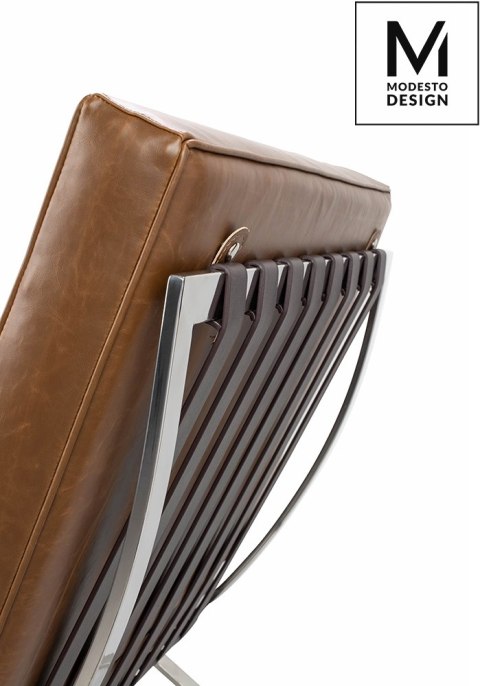 Modesto Design MODESTO fotel BARCELON VINTAGE PU - ekoskóra, stal polerowana