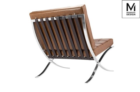 Modesto Design MODESTO fotel BARCELON VINTAGE PU - ekoskóra, stal polerowana