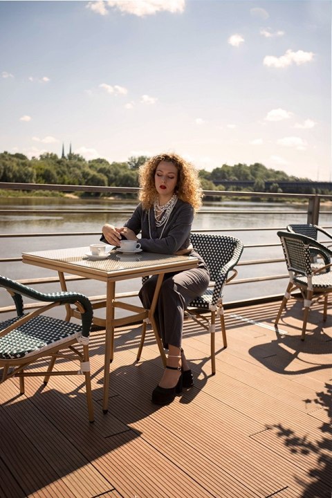 Krzesło ogrodowe CAFE MIRAMAR turkus / morski rattan